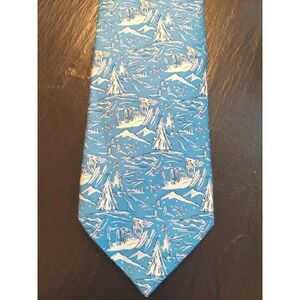 Vineyard Vines Aspen Scenic 100% Silk Tie Made In USA Atlantic Blue NEW! $85